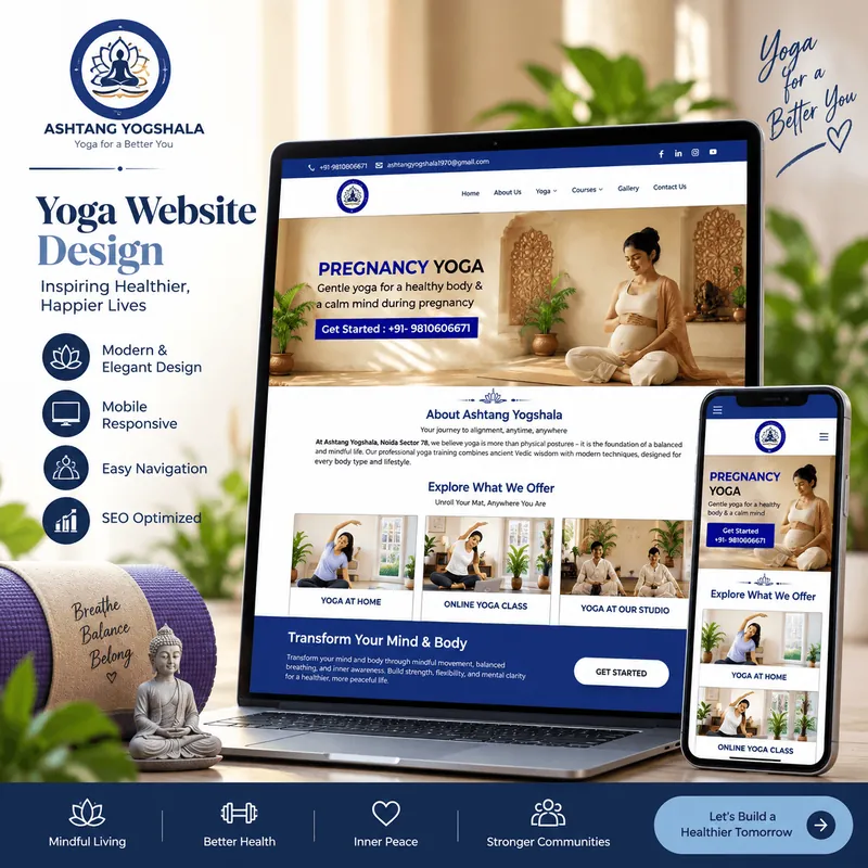 Ashtang Yogshala yoga website design with pregnancy yoga page