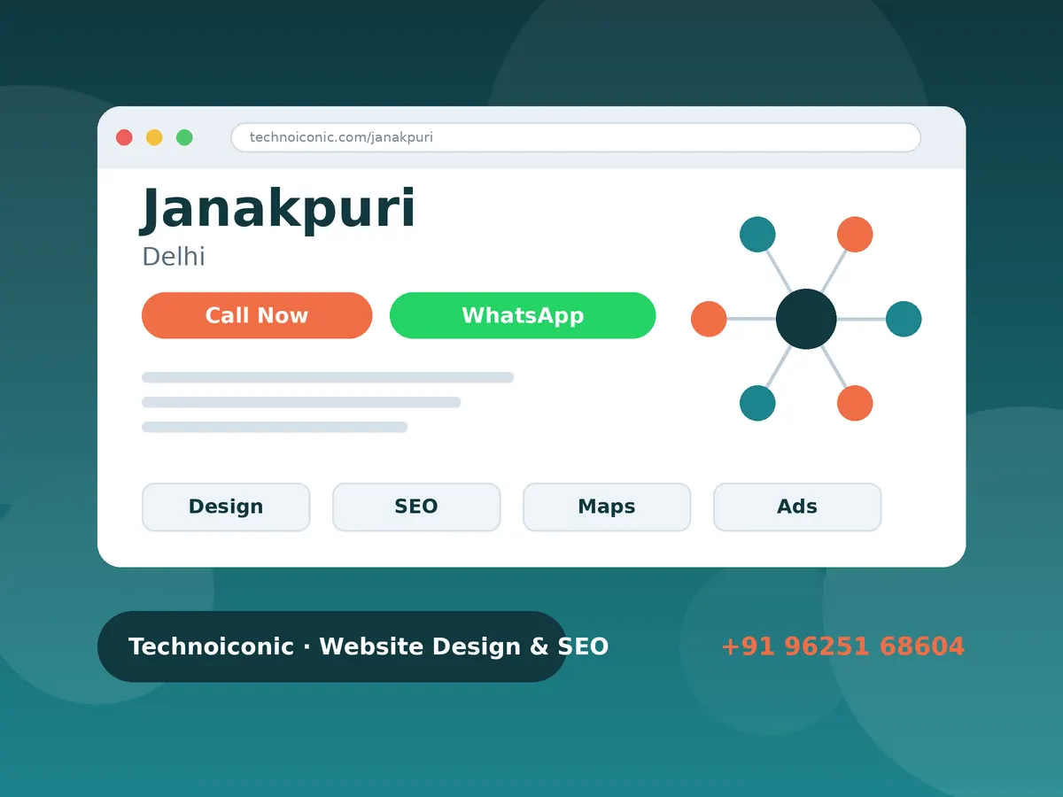Website design for Janakpuri Delhi businesses with SEO and Google Maps
