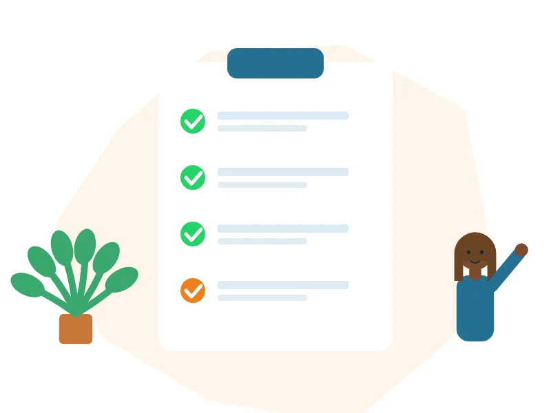 Illustration of a project checklist and plan for building a campaign landing page