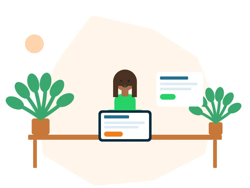 Illustration of a team member editing a website page in a simple content management dashboard