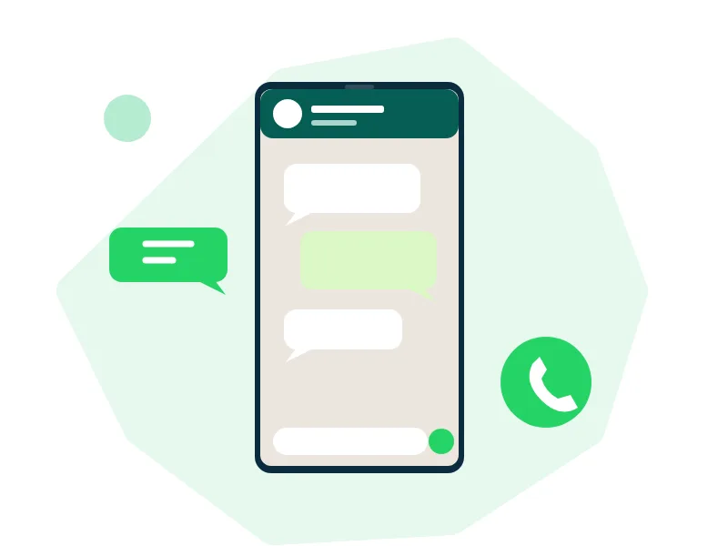 Illustration of a WhatsApp conversation where a visitor completes a pre-filled campaign message